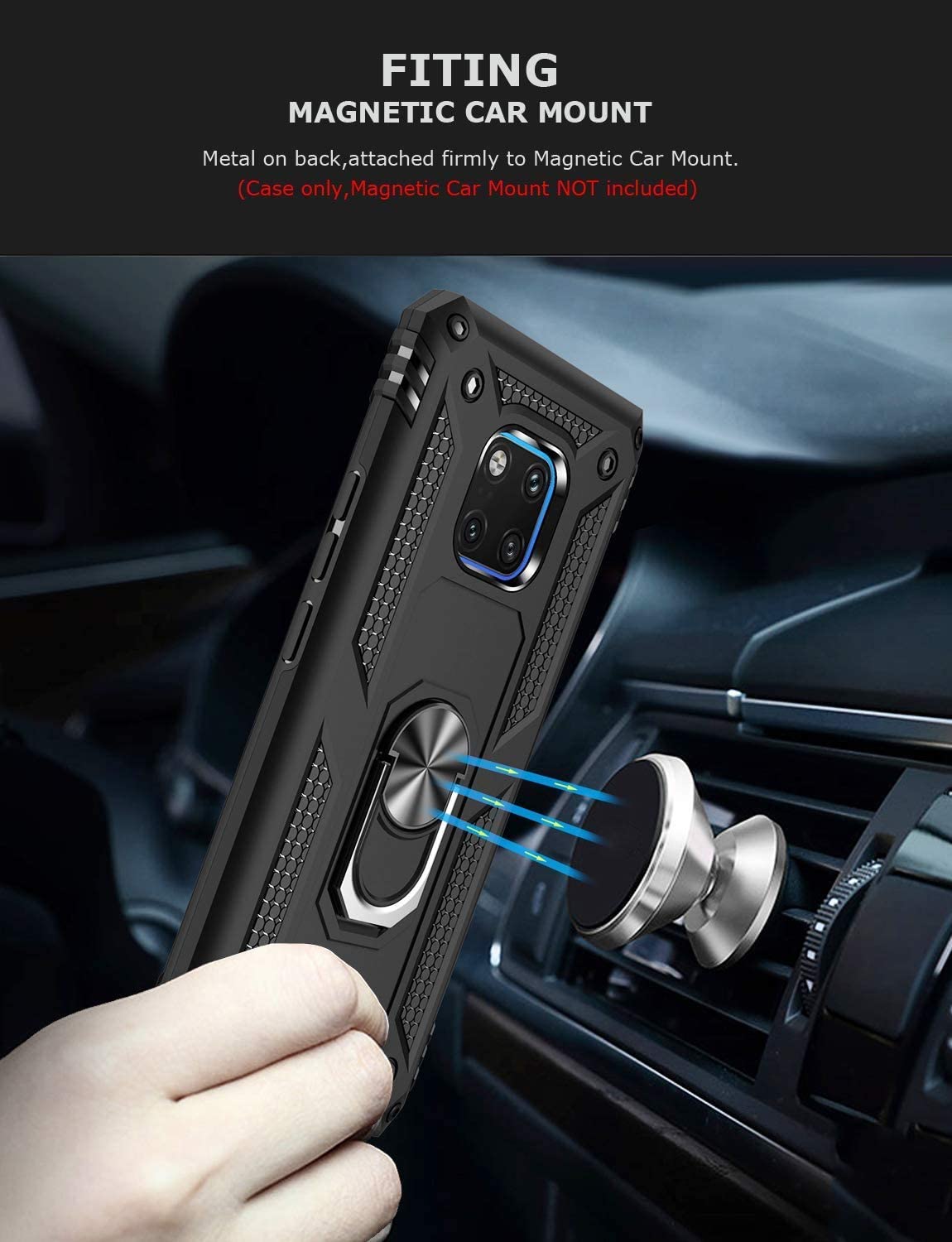 Protectores para celular  para Huawei  Mate 20 Pro Funda reforzada con anillo v2 Negro